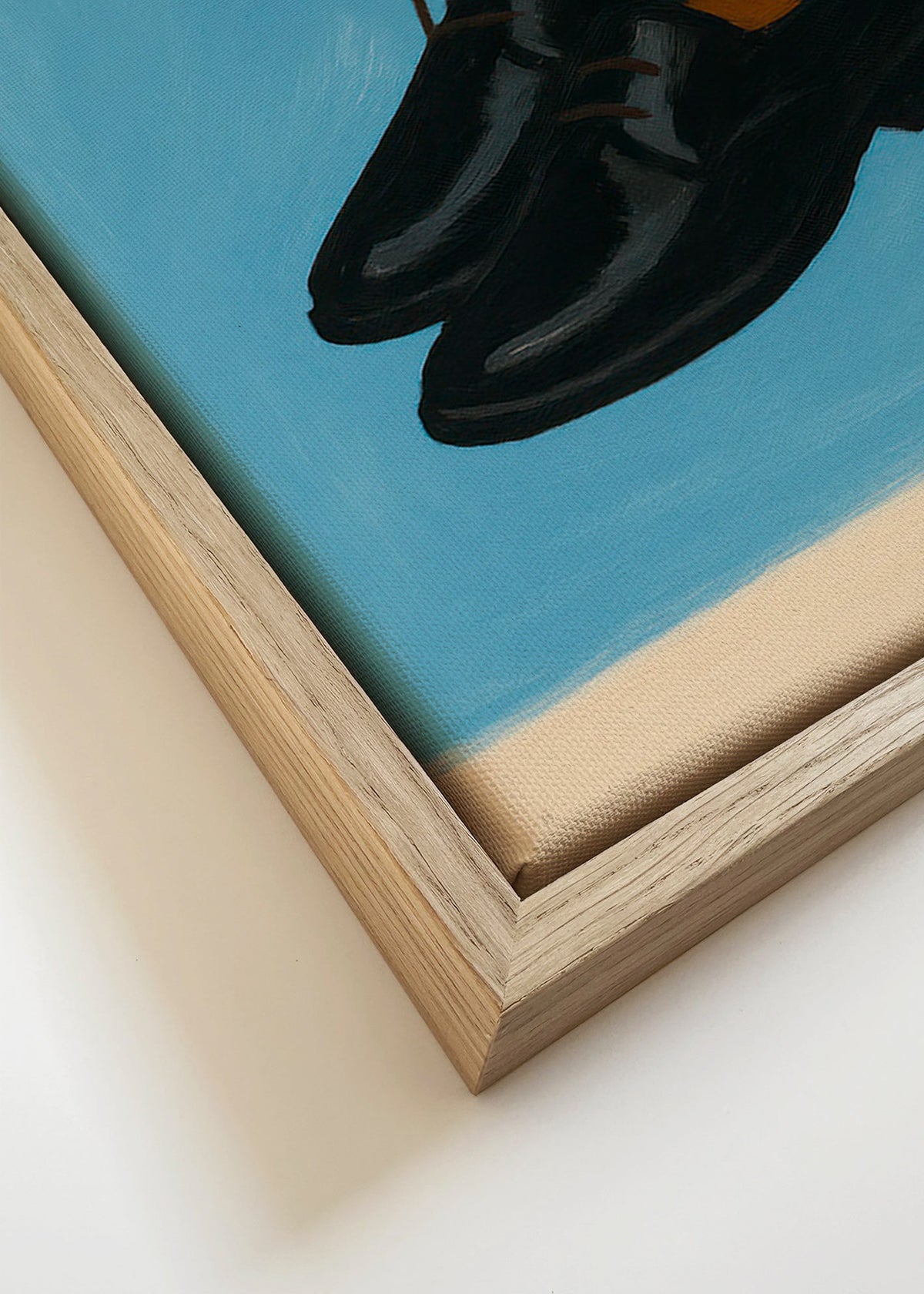 Ilustracja wiszących butów na niebieskim tle – Canvas detail