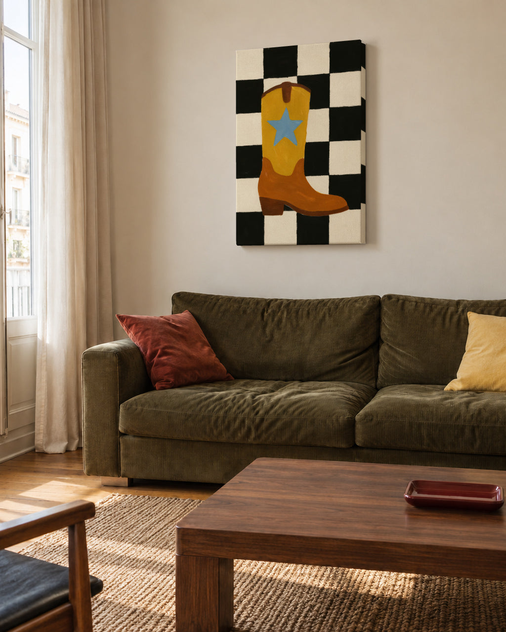 Starry Boot - Unframed canvas in an interior