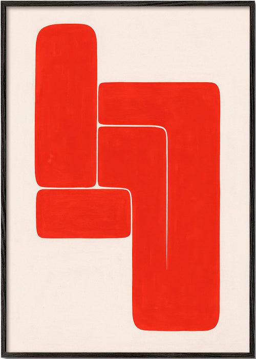 Plakat geometryczny z czerwonymi kształtami L – Black Frame