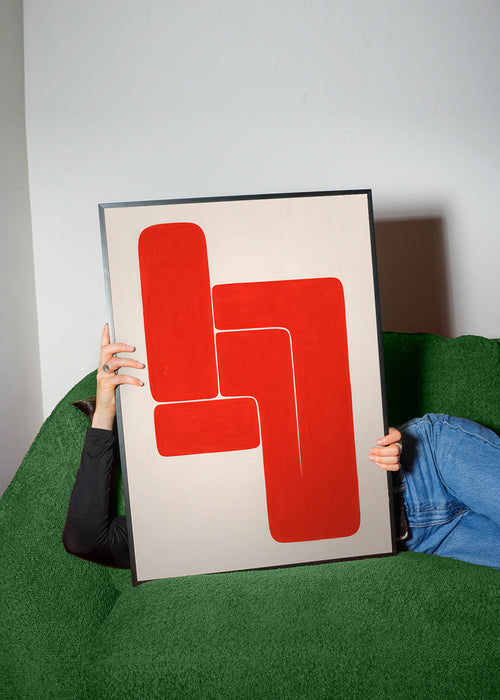 Plakat geometryczny z czerwonymi kształtami L – Product1