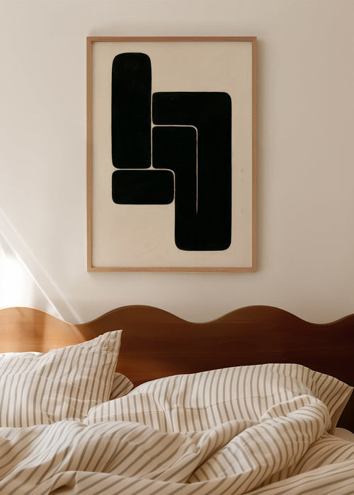 Plakat geometryczny z wyrazistymi czarnymi formami – Product1