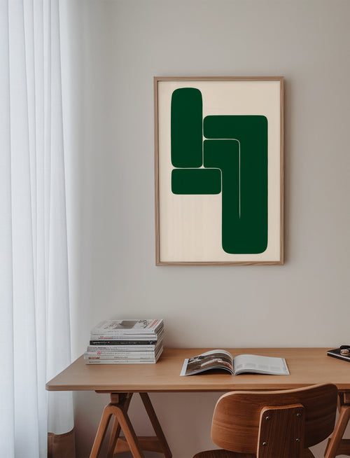 Geometryczny zielony obraz z kształtami L – Product1