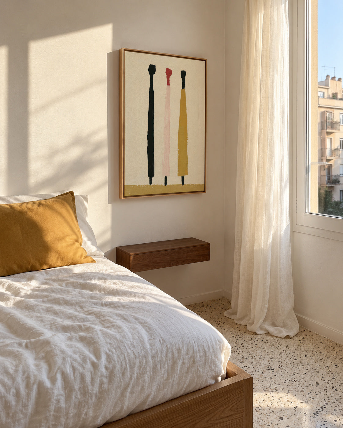 Vertical Trio - Framed canvas in an interior