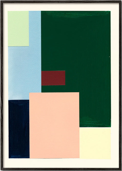 Plakat geometryczny z pastelowymi blokami – Black Frame