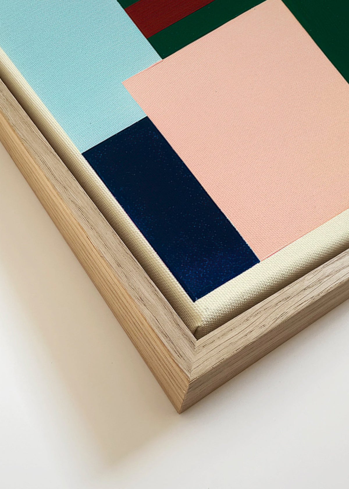 Obraz geometryczny głęboka zieleń i delikatny róż – Canvas detail