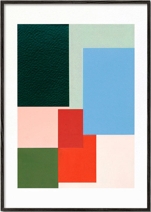 Plakat geometryczny z pastelowymi blokami – Black Frame
