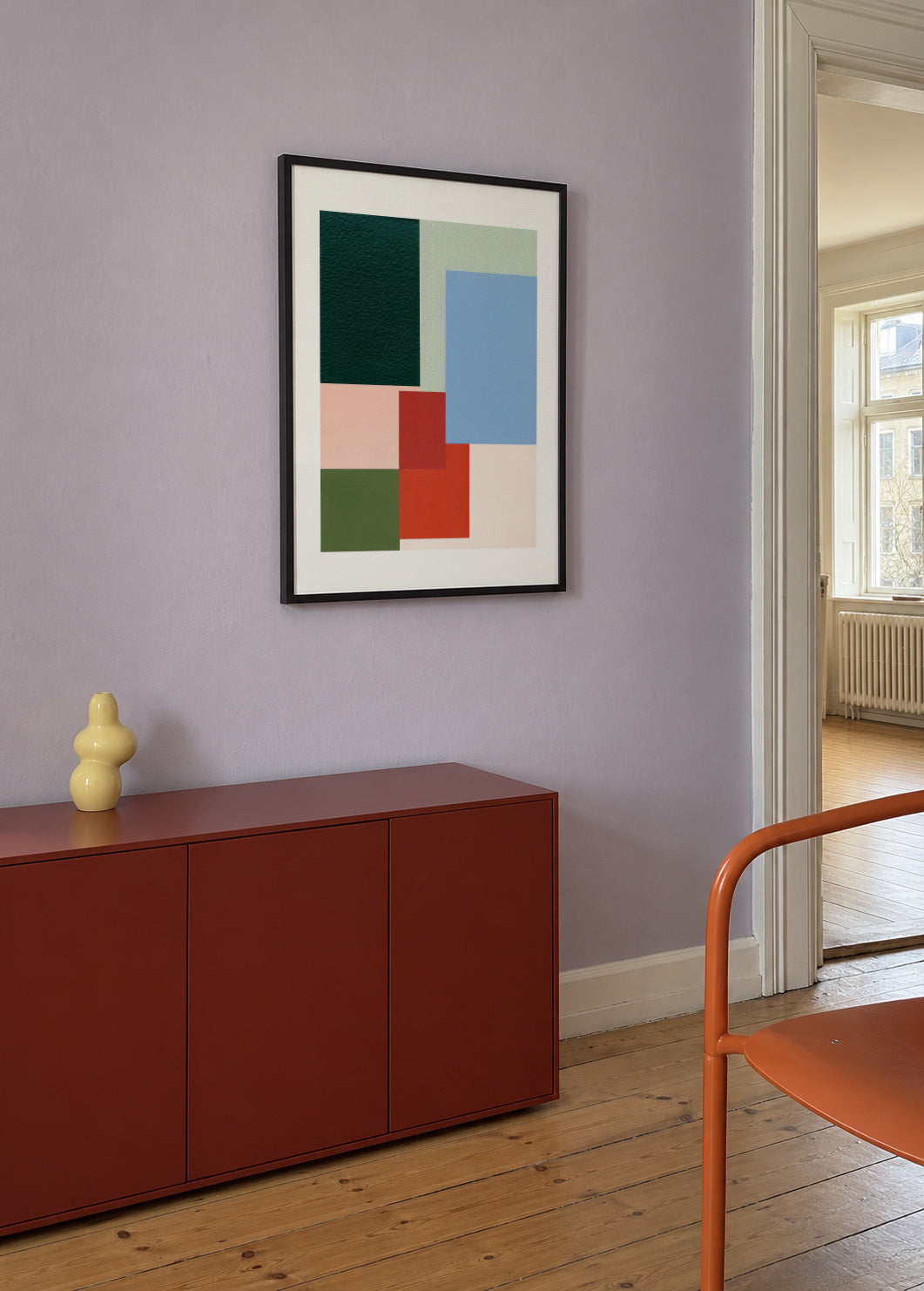 Pastel Construction III - Framed poster in an interior