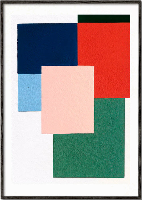 Plakat geometryczny z nałożonymi blokami kolorów – Black Frame