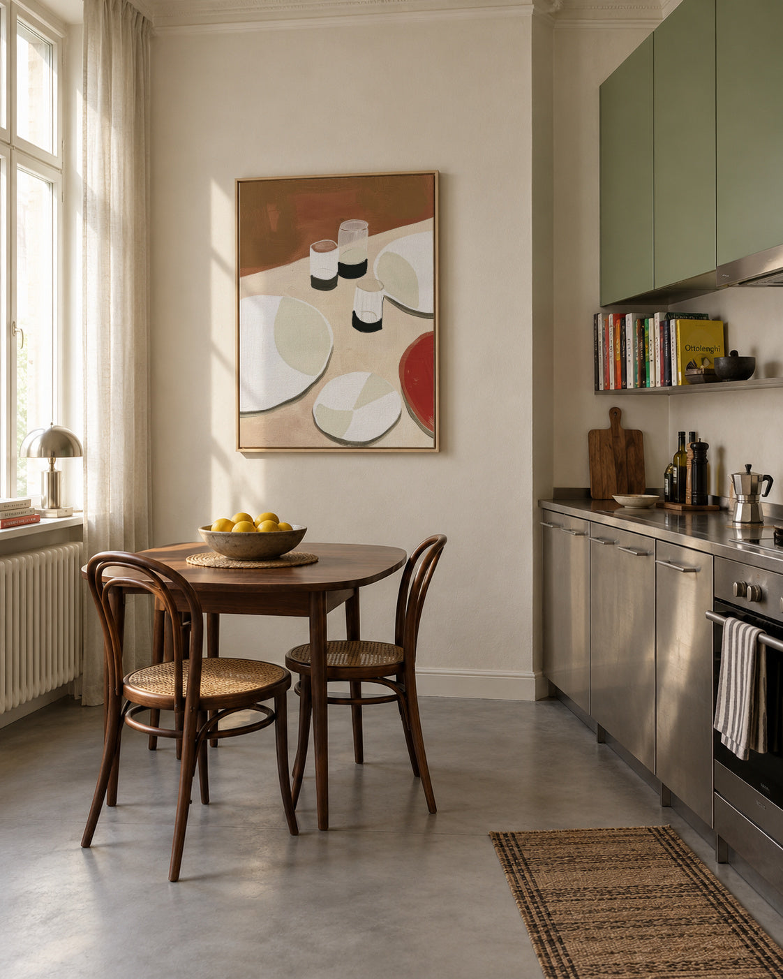 Dinner Arrangement I - Framed canvas in an interior