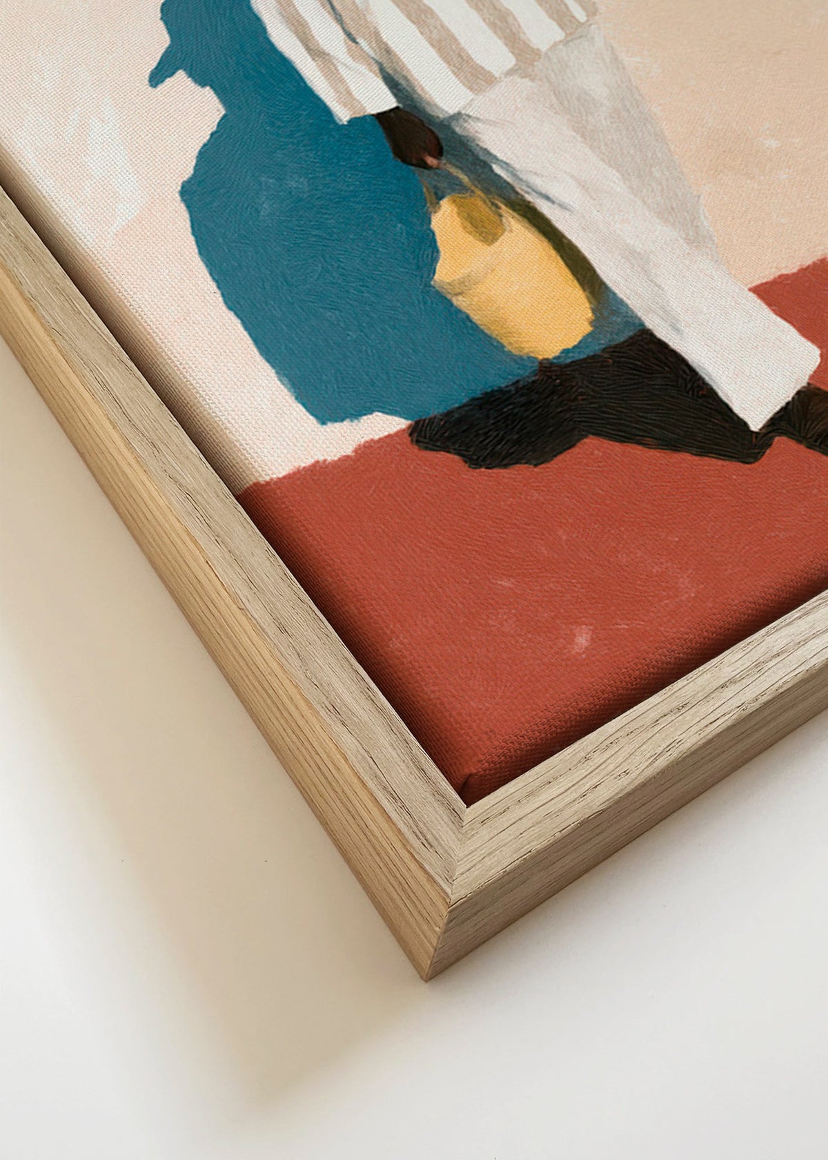Minimalistyczny obraz z mężczyzną w kapeluszu i torbą – Canvas detail