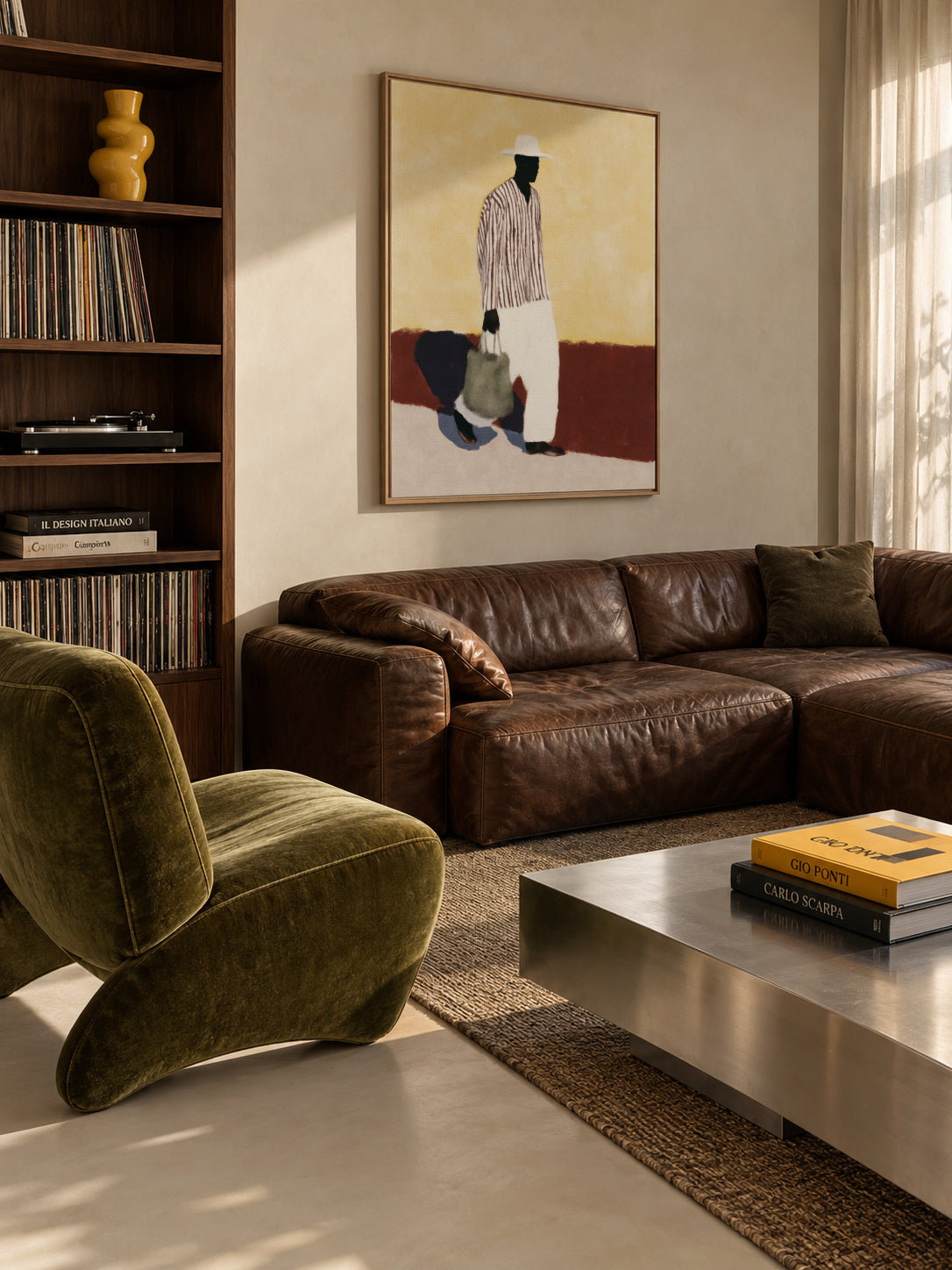 White Suit Walk II - Framed canvas in an interior