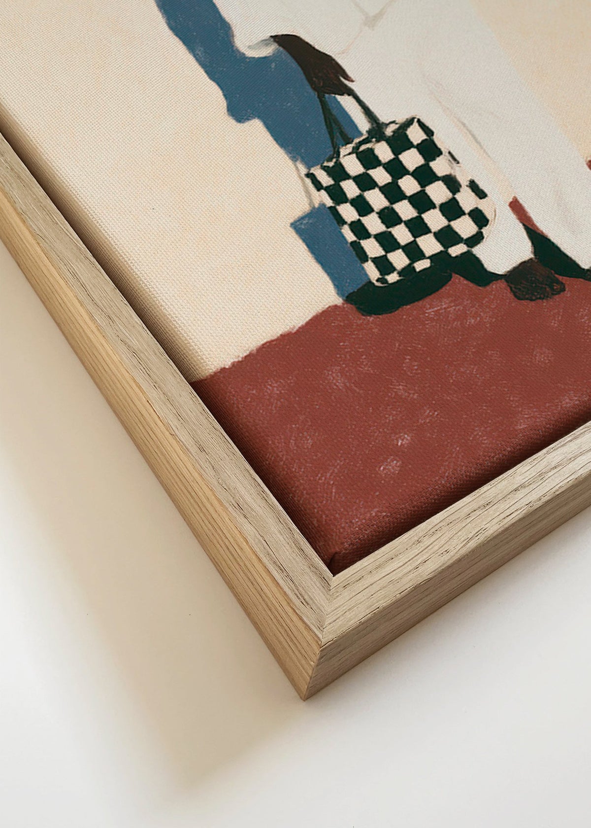 Minimalistyczne dzieło z sylwetką w białym garniturze – Canvas detail