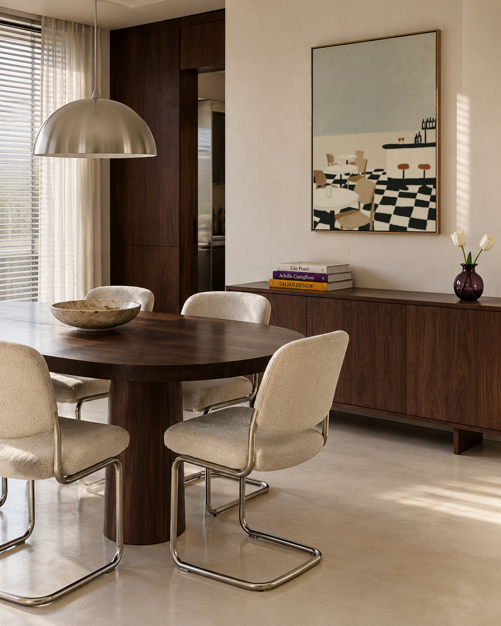 Checkerboard Patio - Framed canvas in an interior