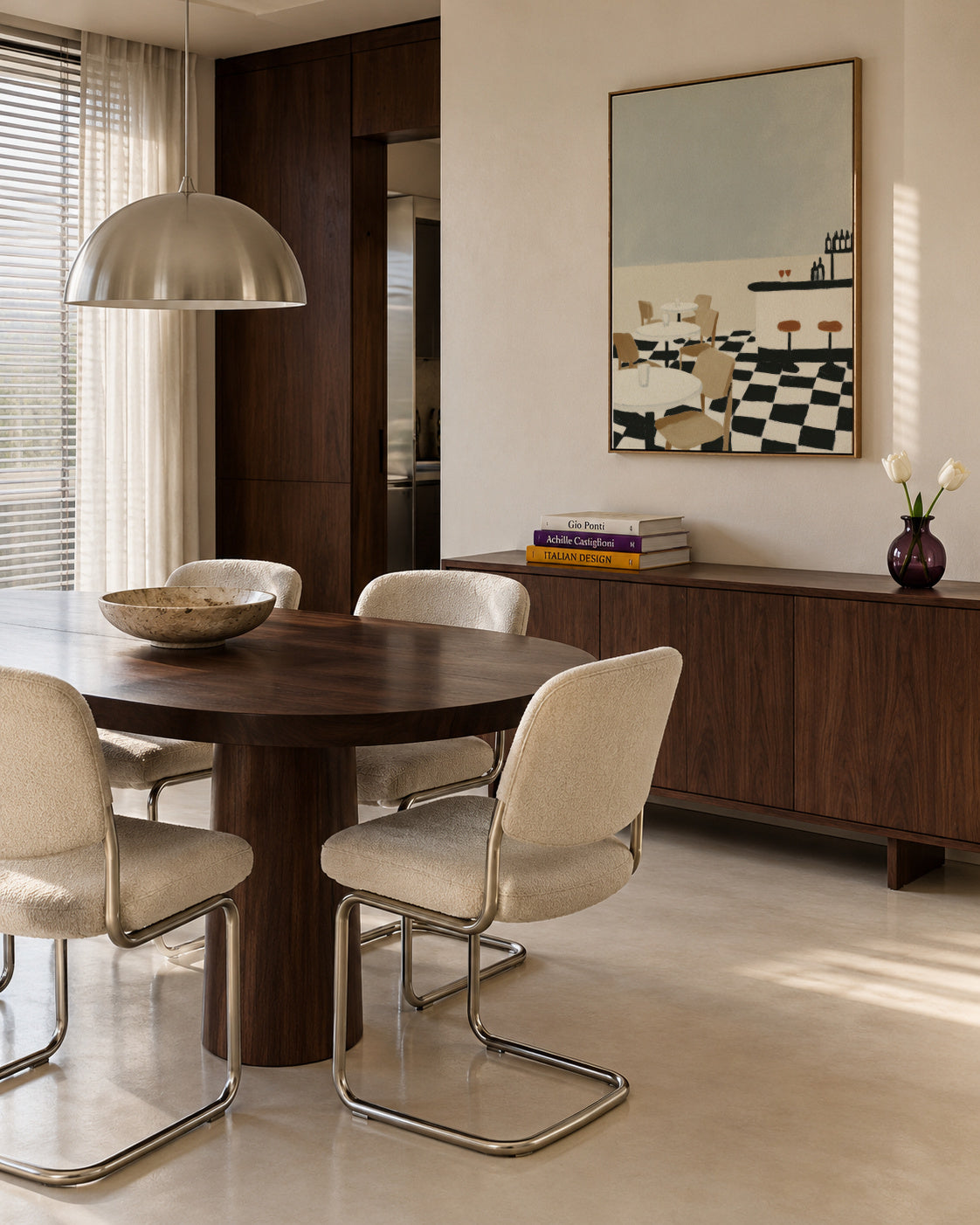 Checkerboard Patio - Framed canvas in an interior