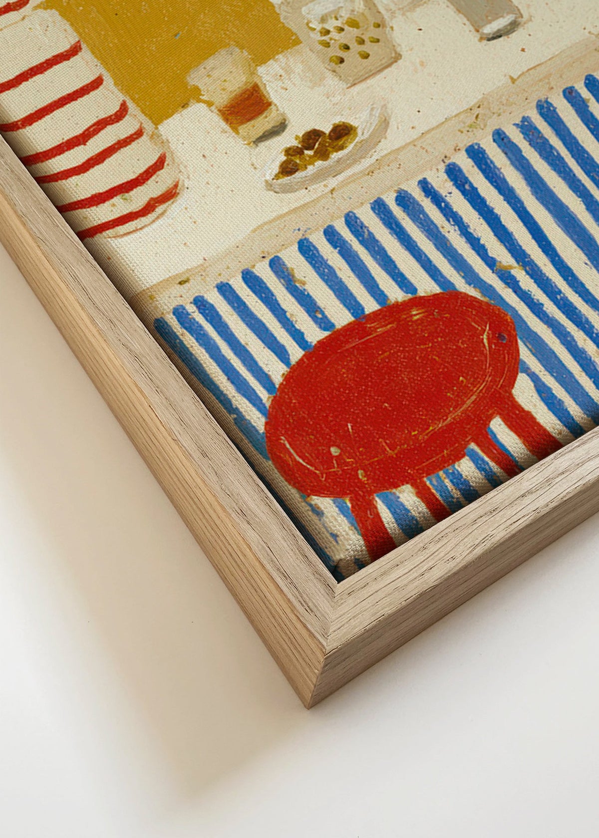 Sztuka do kuchni: martwa natura przy barze z niebieskimi pasami – Canvas detail