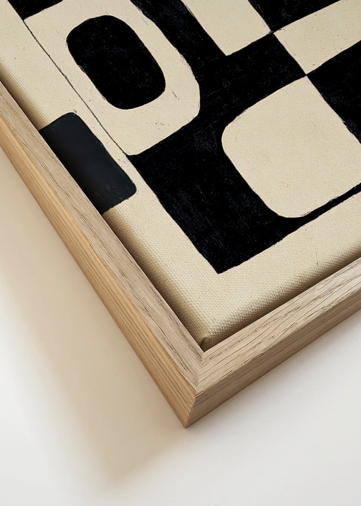 Plakat geometryczny czarne bloki i zakrzywione negatywy – Canvas detail