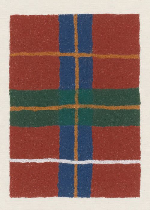 Geometryczny obraz w kratę tartan w ciepłych barwach