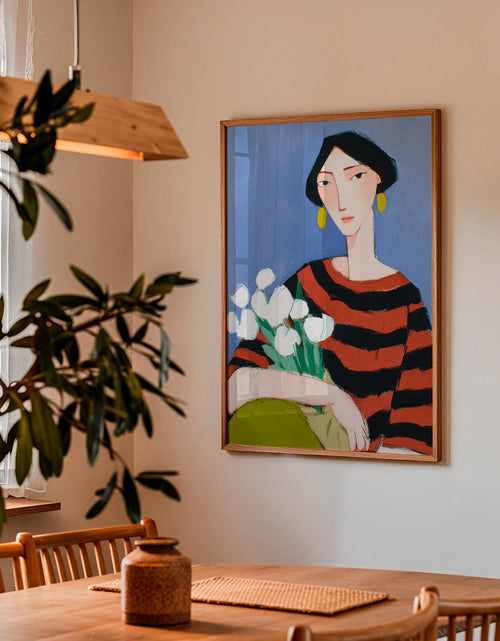 Ilustracja kobiety z białymi tulipanami – Product1