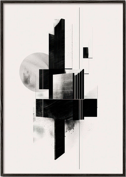 Plakat geometryczny z architektonicznymi formami czarno-białymi – Black Frame