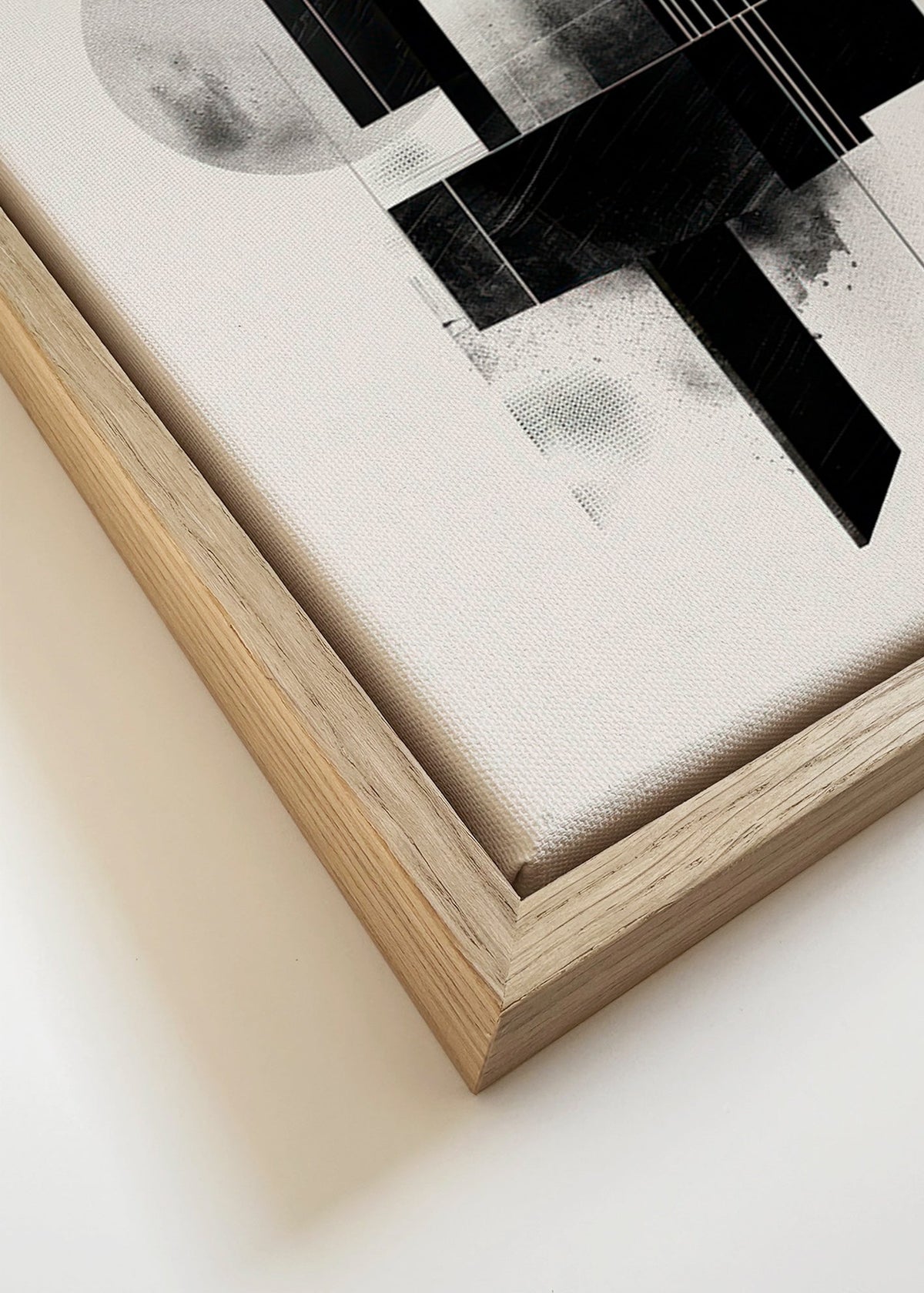 Plakat geometryczny z architektonicznymi formami czarno-białymi – Canvas detail