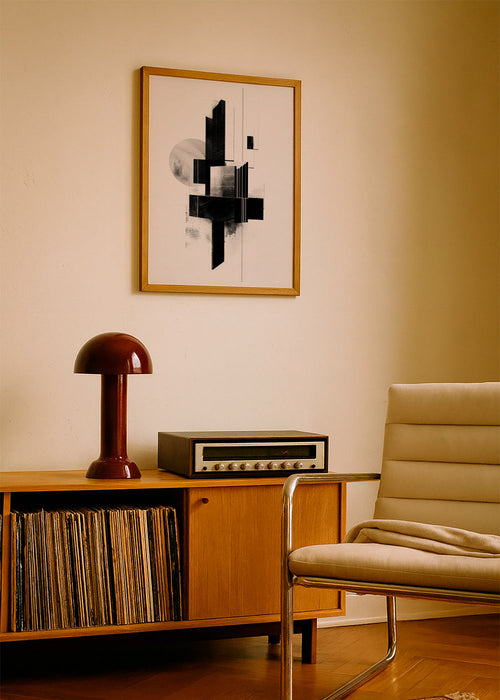 Plakat geometryczny z architektonicznymi formami czarno-białymi – Product1
