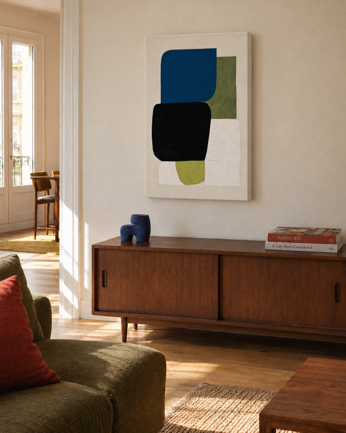 Moss Overlap - Unframed canvas in an interior
