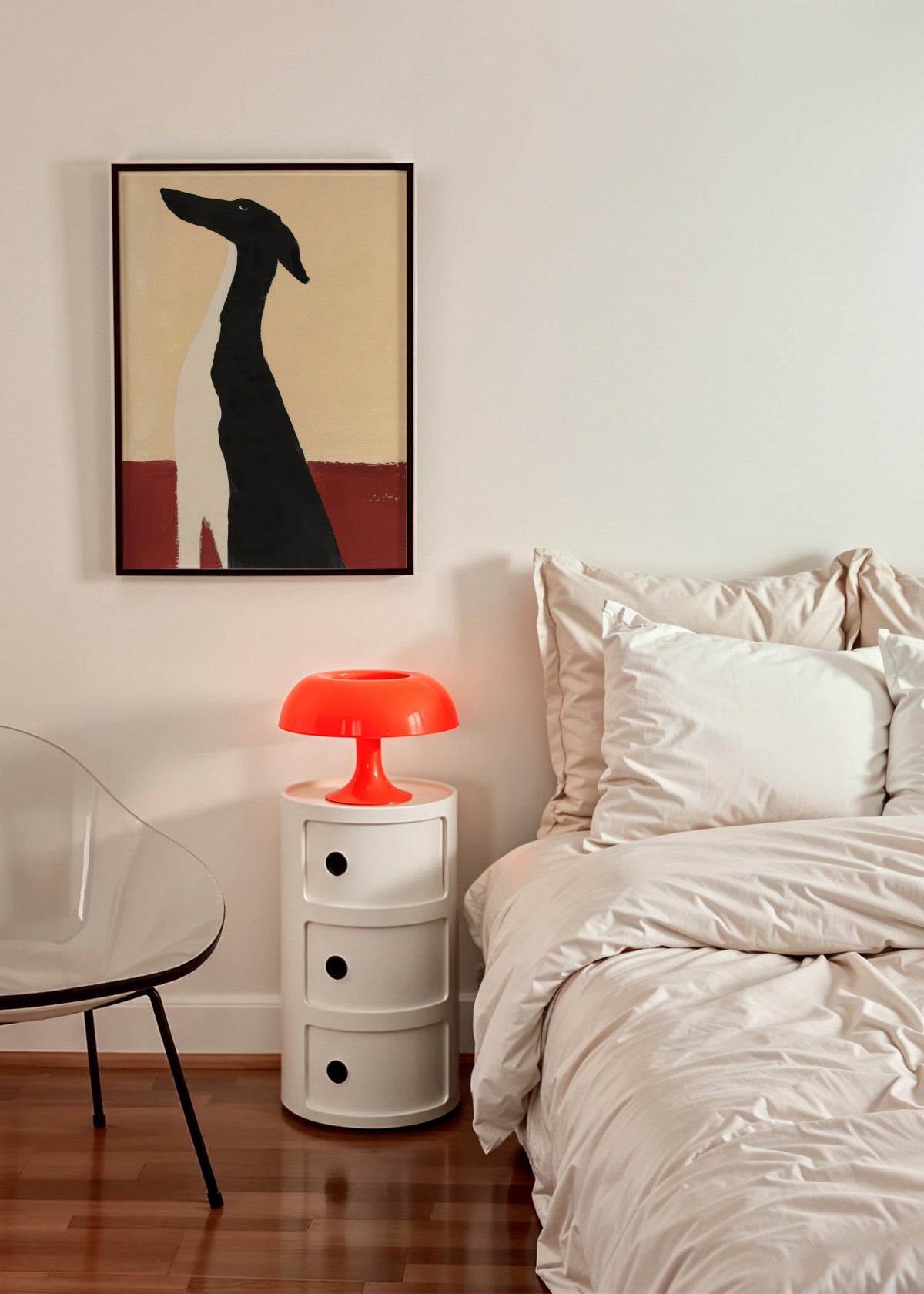 Elegant Greyhound - Framed poster in an interior