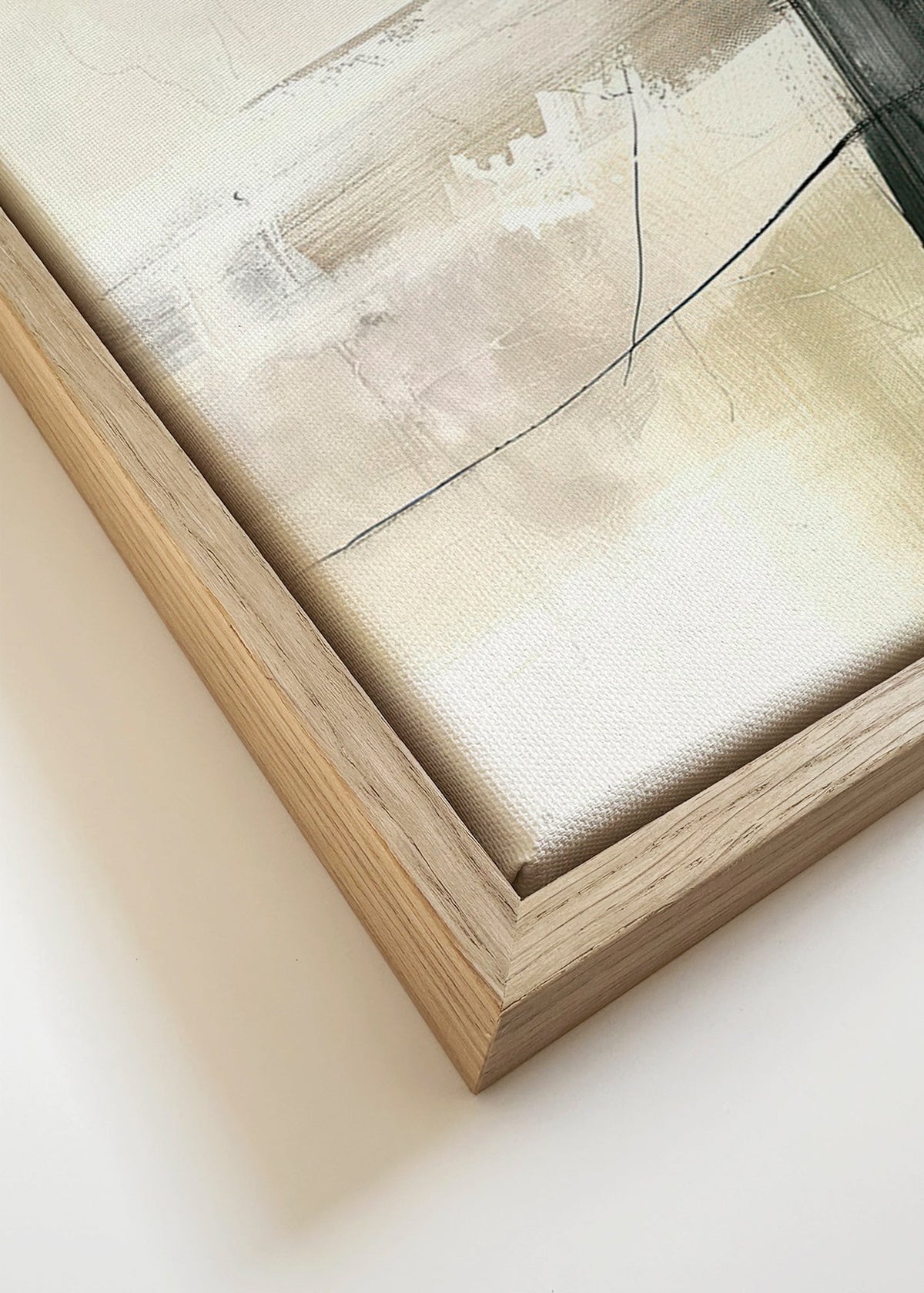 Pionowe dzieło abstrakcyjne z ciemnym blokiem – Canvas detail