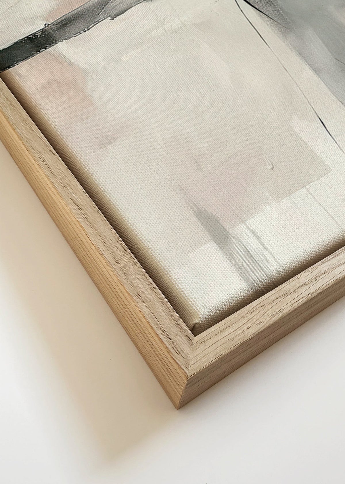 Obraz abstrakcyjny z delikatnymi liniami i szarymi płaszczyznami – Canvas detail