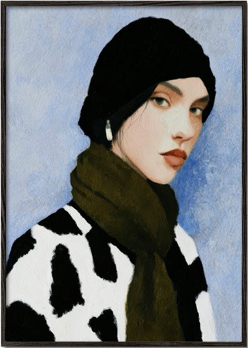 Ilustracja portretowa z wzorem krowy – Black Frame