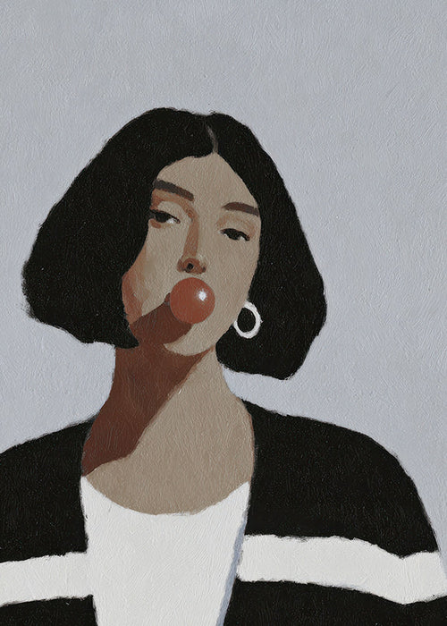 Ilustracja portret z balonikiem z gumy