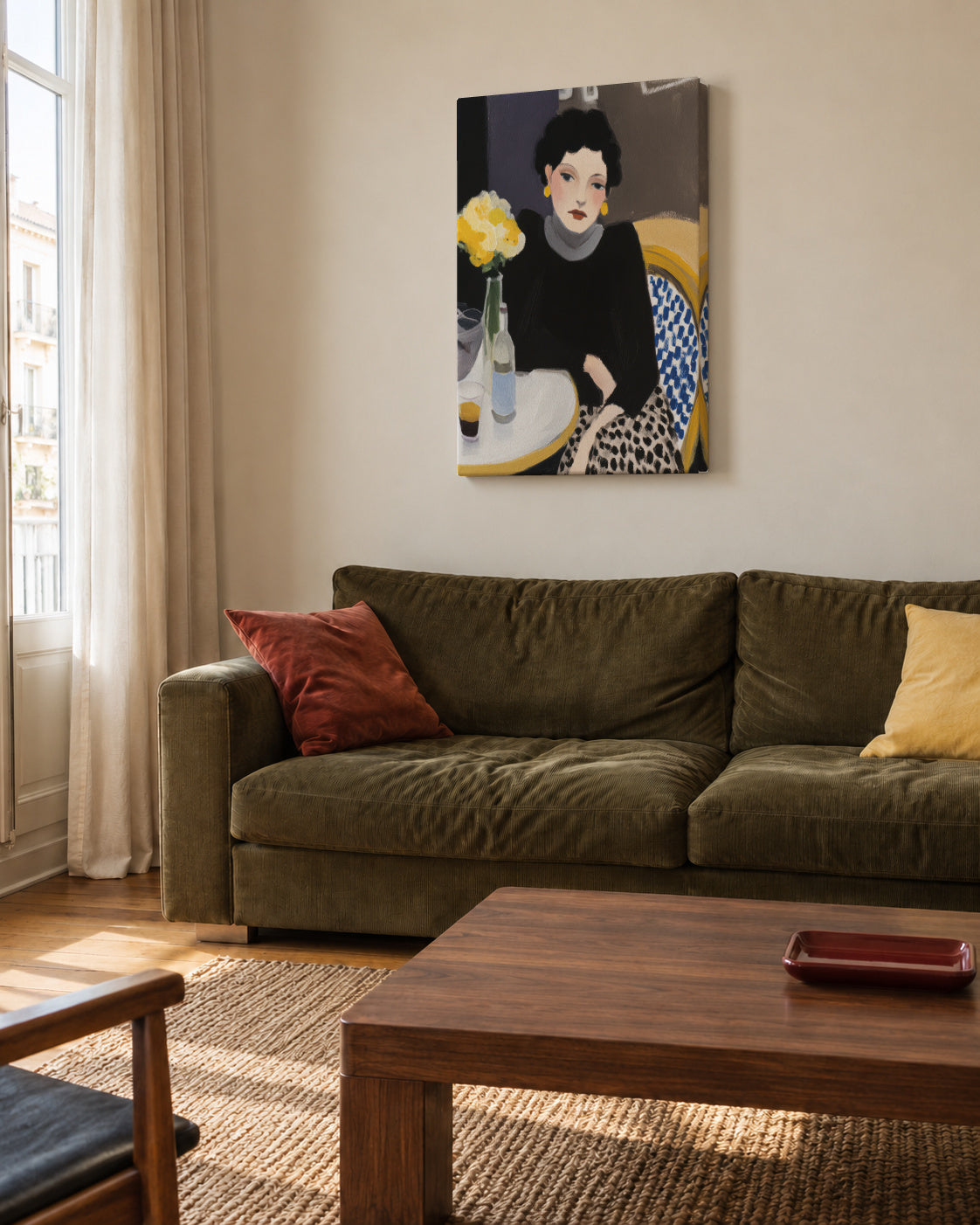 Flower Market Cafe - Unframed canvas in an interior