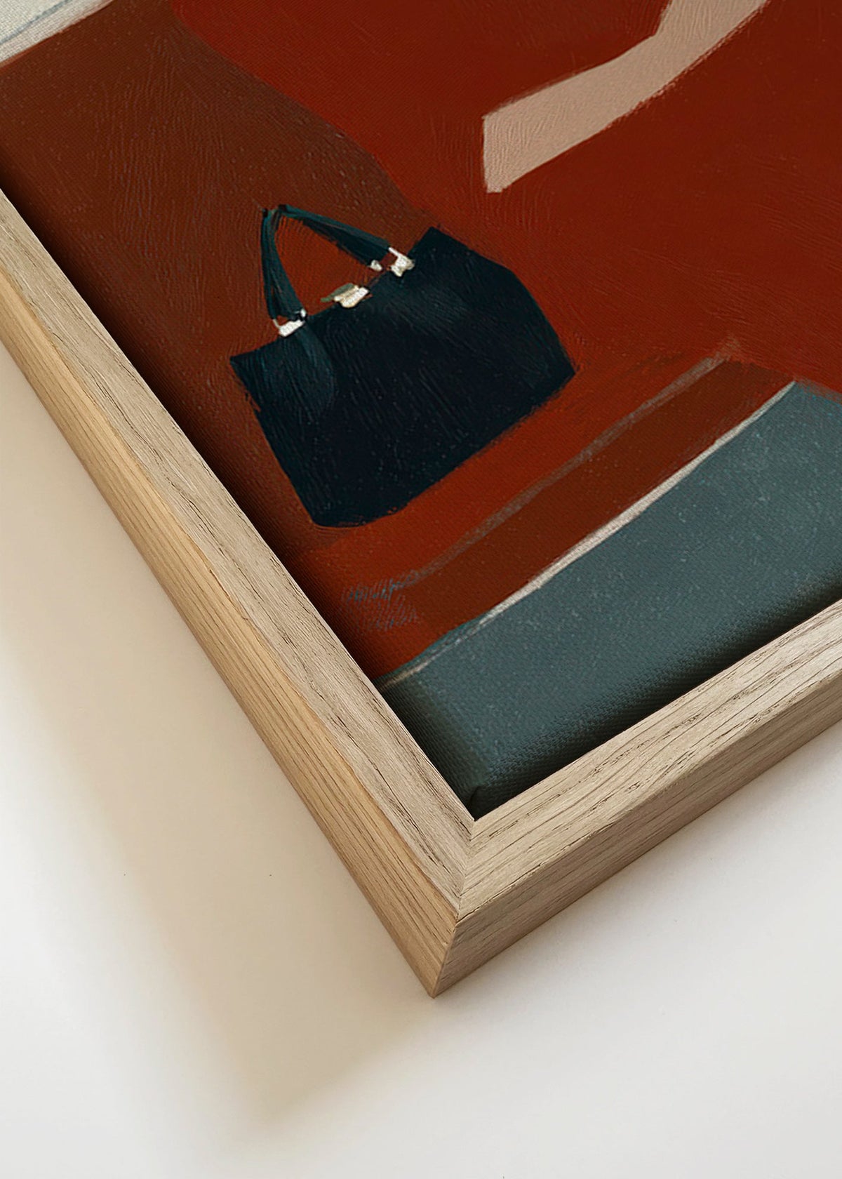 Sztuka do kuchni: kobieta z kawą i torbą – Canvas detail