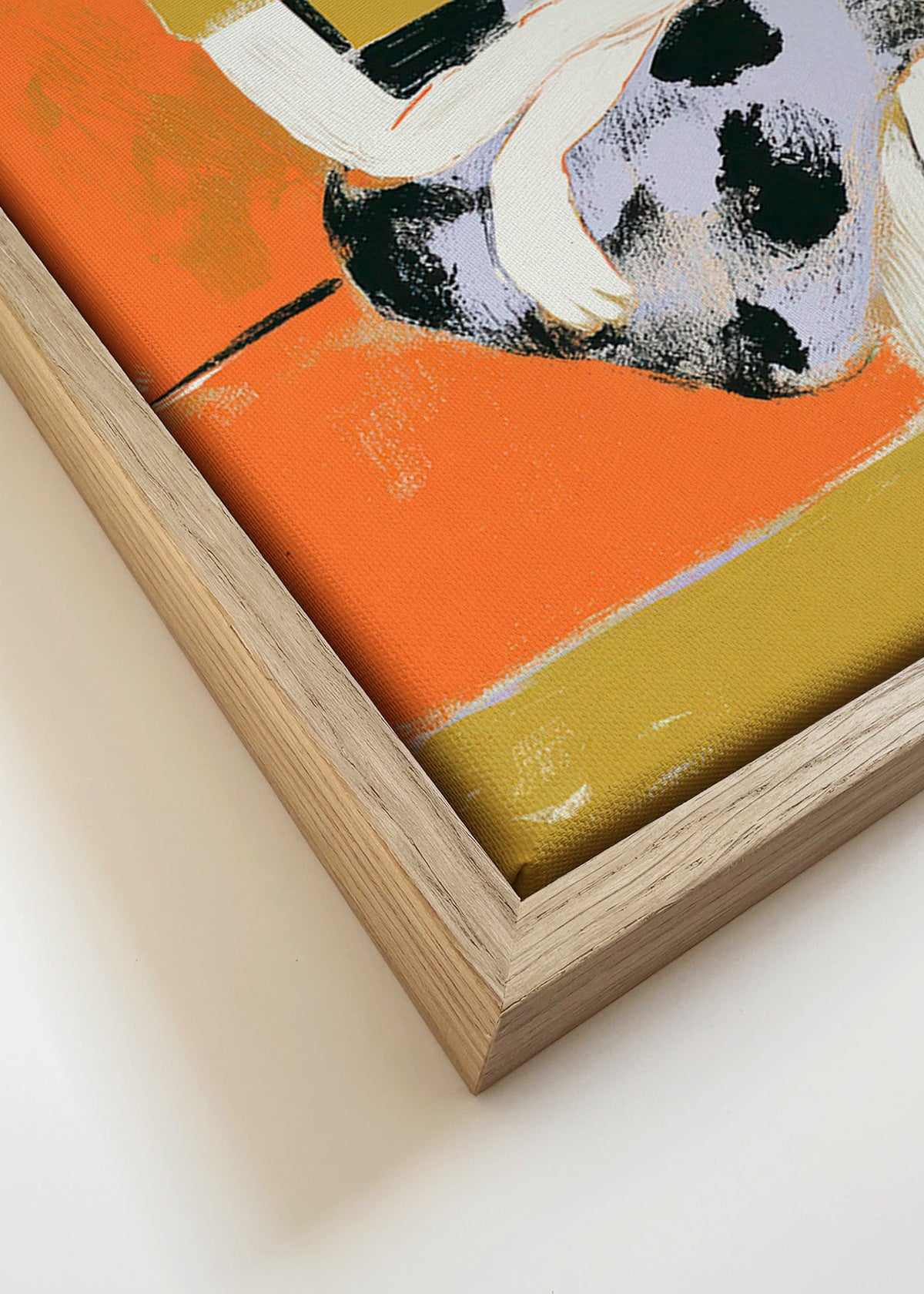 Ilustracja kobiety na pomarańczowej sofie – Canvas detail