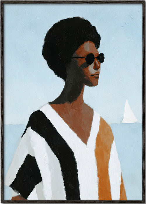 Ilustracja postaci przy żaglówce – Black Frame
