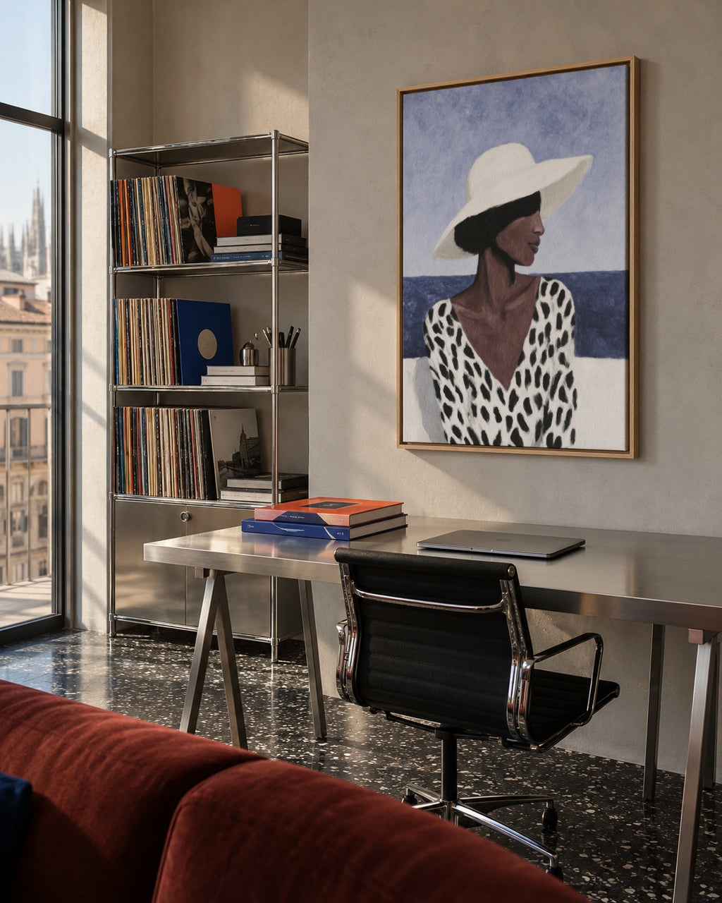 Polka Dot Breeze - Framed canvas in an interior