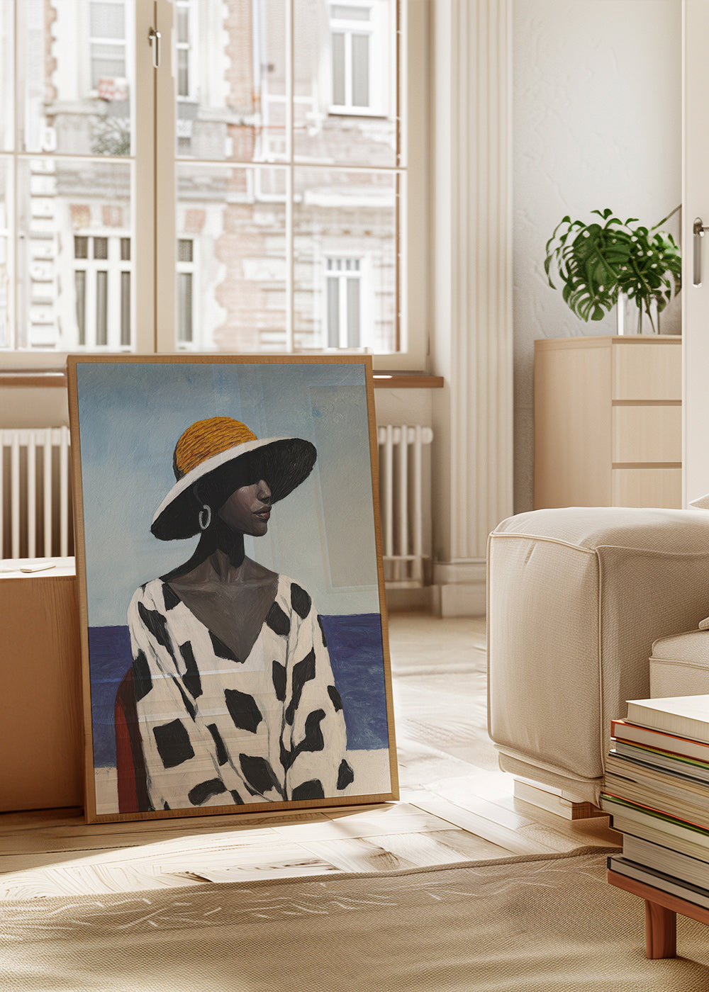 Obraz portret kobiety w kapeluszu nad morzem – Product1