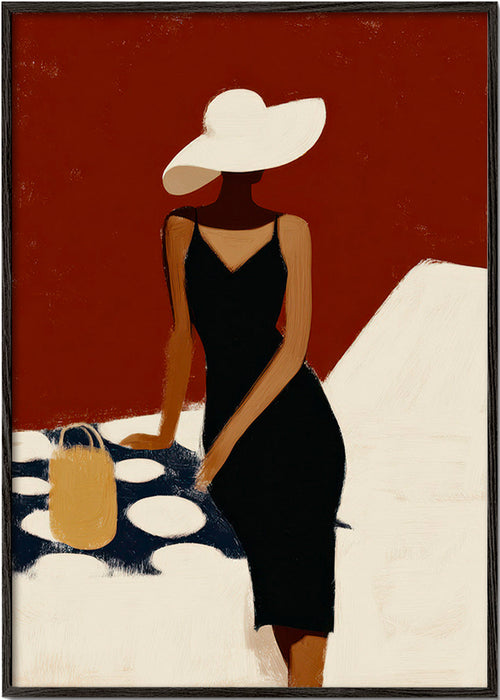 Elegancka ilustracja postaci w czarnej sukience – Black Frame