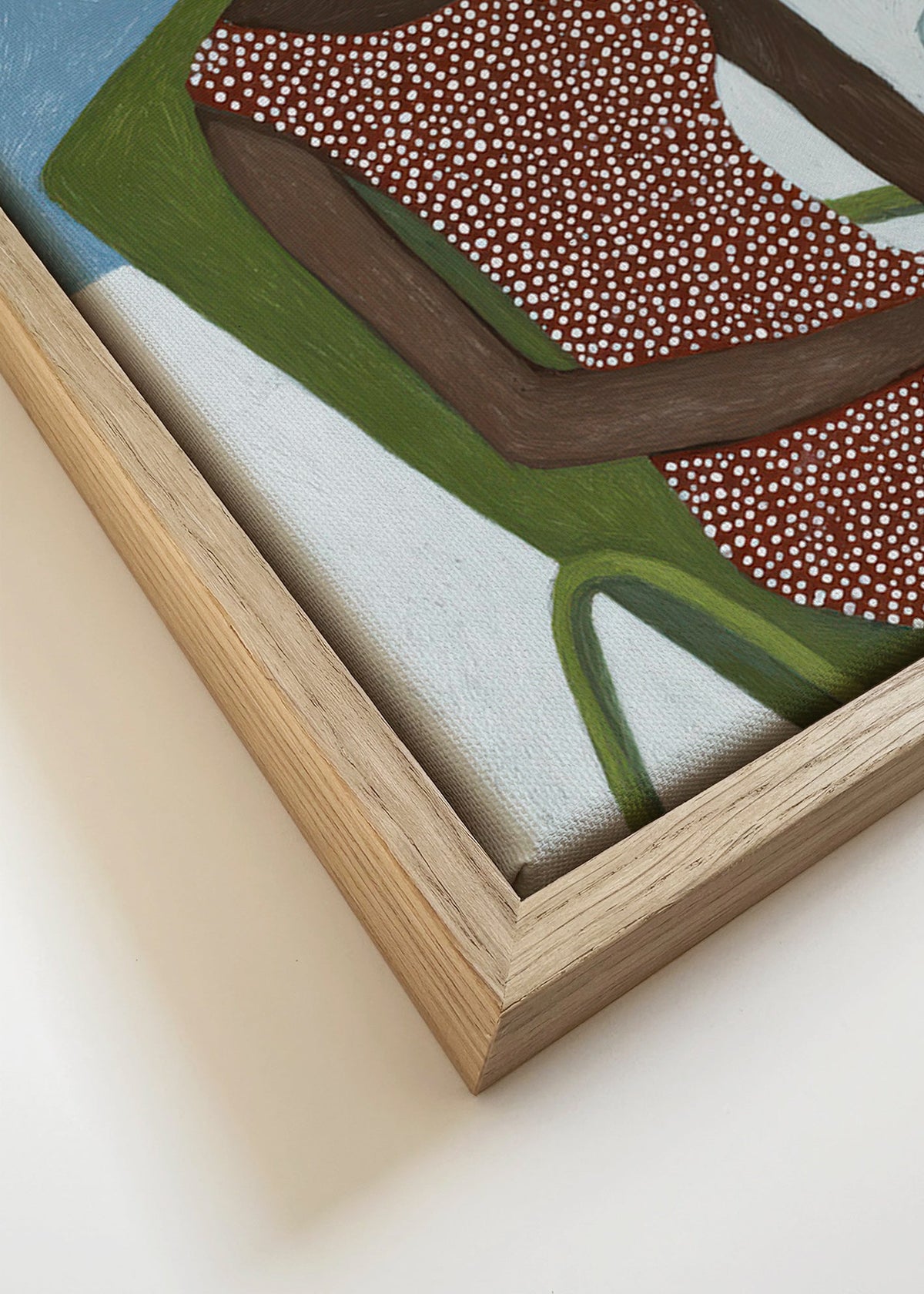 Ilustracja kobiety w kapeluszu na zielonym krześle – Canvas detail