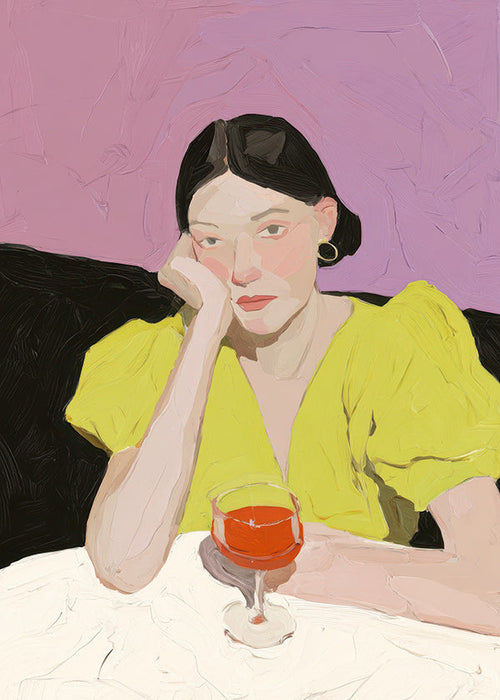 Ilustracja portret kobiety z kieliszkiem