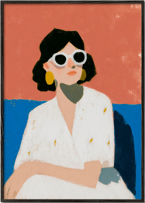 Ilustracja kobiety w białych okularach – Black Frame