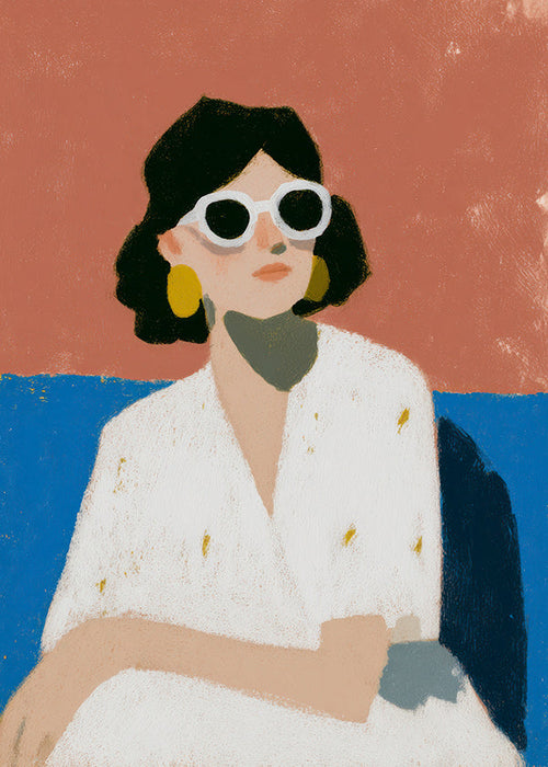 Ilustracja kobiety w białych okularach