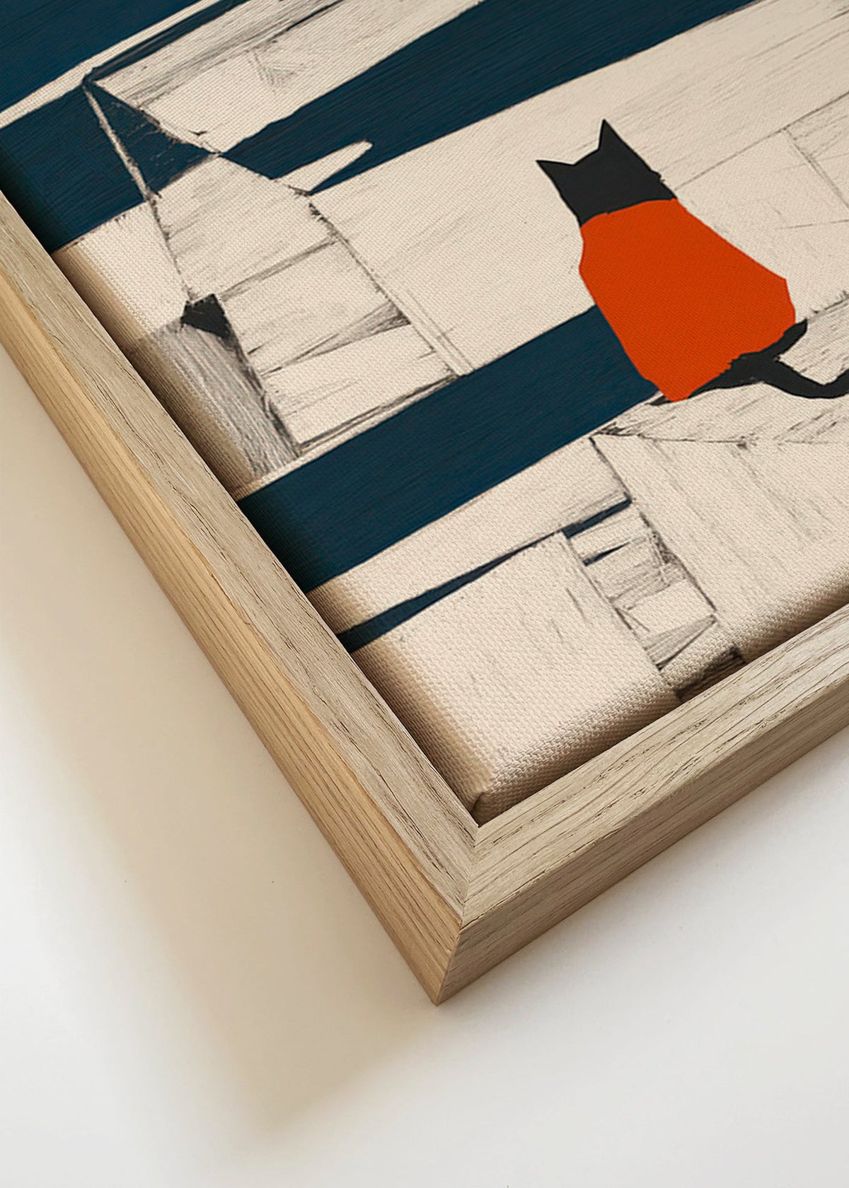 Dzieło czerwony kot w porcie minimalistyczne – Canvas detail