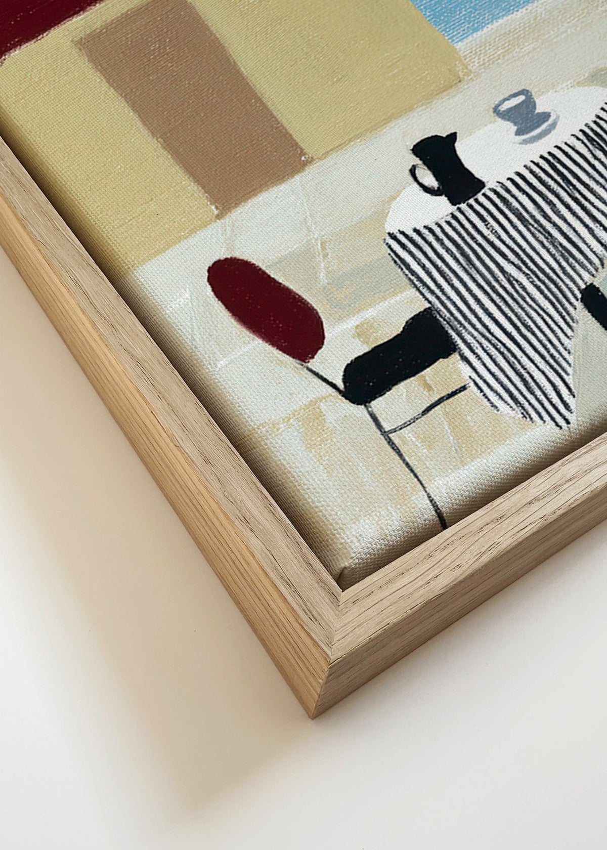 Sztuka do kuchni: stolik na tarasie pod czerwonym markizem – Canvas detail