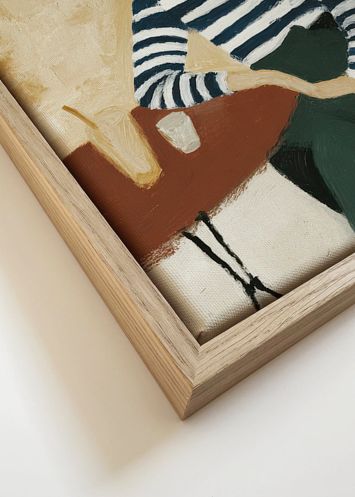 Sztuka do kuchni: postać w paski nad morzem – Canvas detail