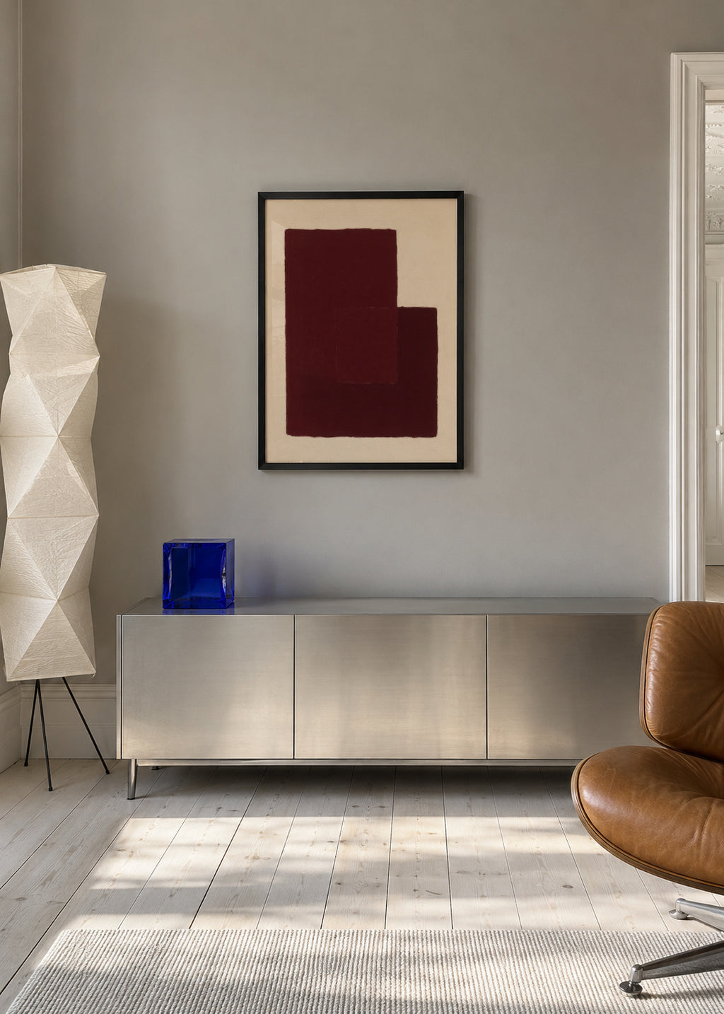 Crimson Structure II - Framed poster in an interior