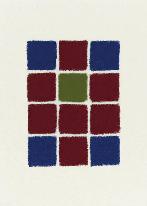 Plakat geometryczny siatka teksturowanych kwadratów