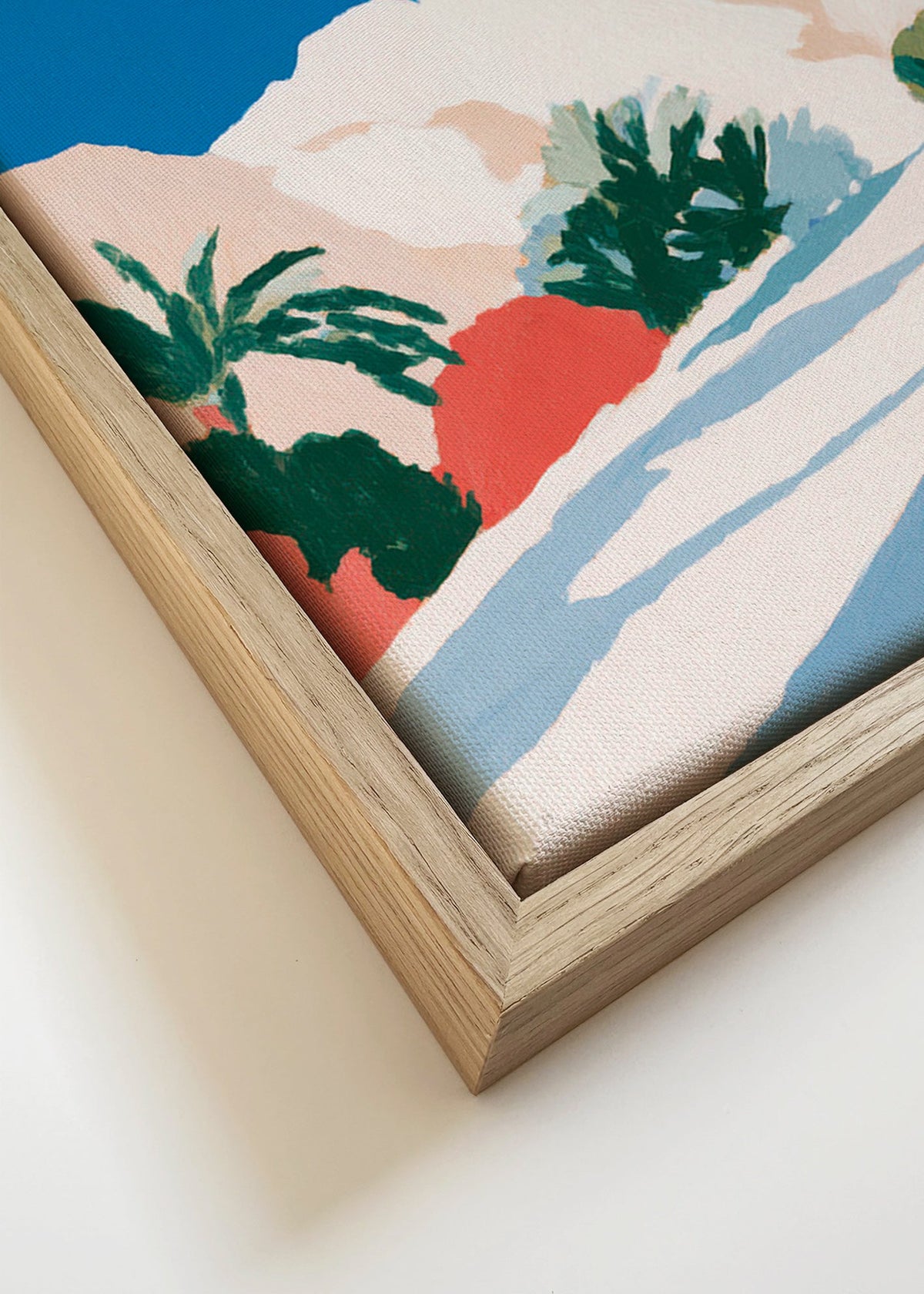 Plakat botaniczny z palmami i górą – Canvas detail