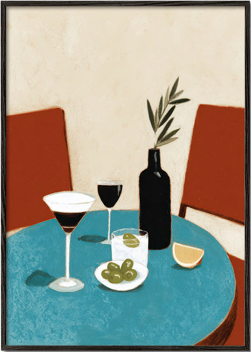 Sztuka do kuchni: aperitif na niebieskim stole – Black Frame