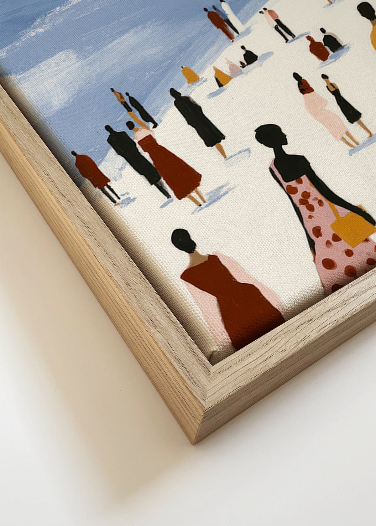 Sztuka krajobrazu: plaża z stylizowanymi postaciami – Canvas detail